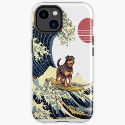 Rottweiler Japanese Surfing Wave Iphone Case