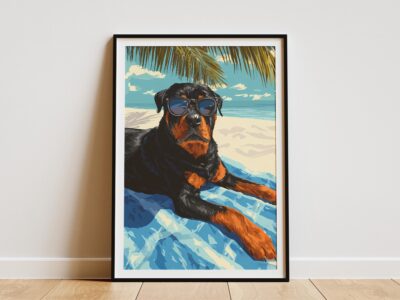 Rottweiler Cool Beach Tropical Hawaii Wall Art