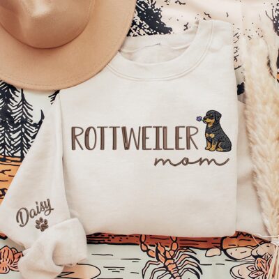 Rottweiler Mom Pet Lovers Embroidered Sweatshirt