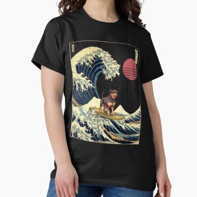 Rottweiler Japanese Surfing Wave T-shirt