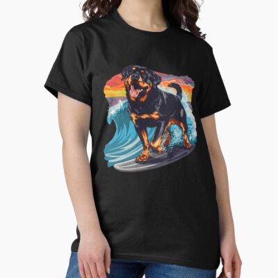 Surfing Rottweiler T-shirt