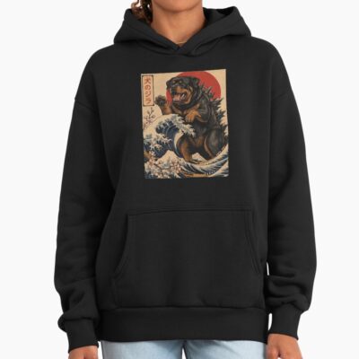 Rottweiler Dogzilla Japanese Wave Art Dog Owner Hoodie