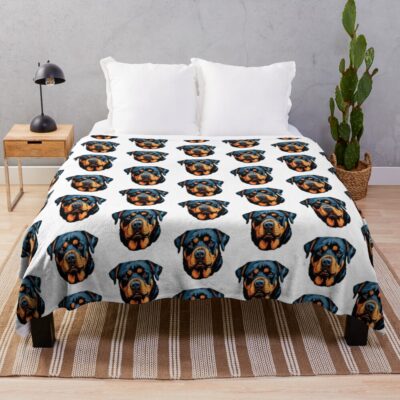 Rottweiler Head Art Print Throw Blanket