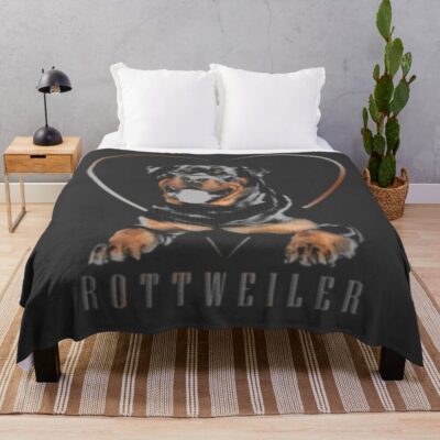 Rottweiler In A Heart Throw Blanket