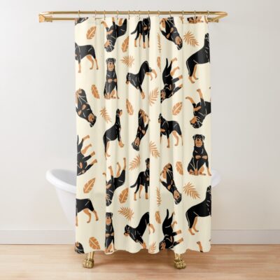 Rottweiler Falling Shower Curtain
