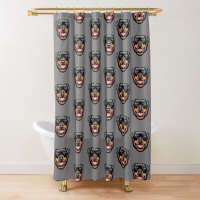 Rottweiler Dog Head Design Shower Curtain