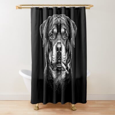Funny Rottweiler Smoking Meme Dog Owner Shower Curtain