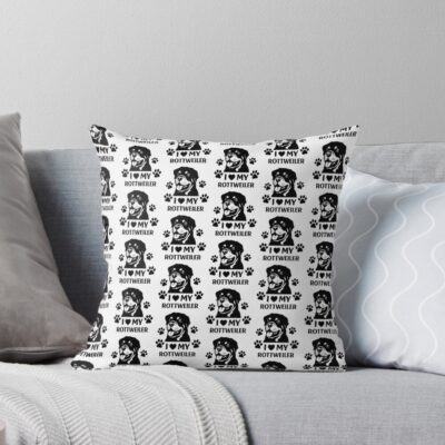 I Love My Rottweiler Throw Pillow