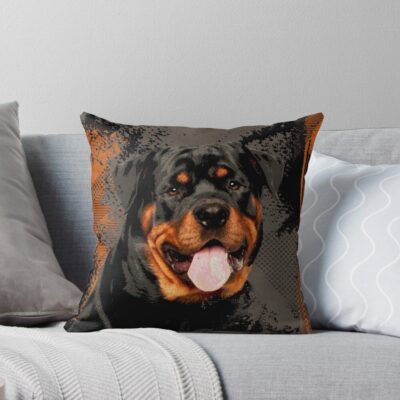 Rottweiler Metzgerhund Digital Art Throw Pillow
