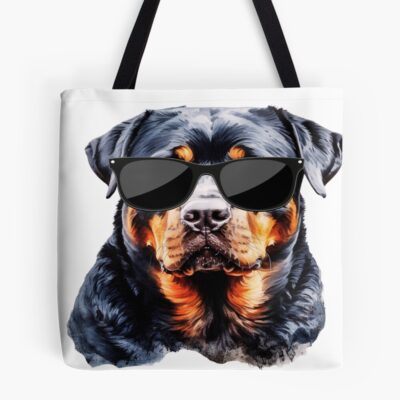 Watercolor Rottweiler Wearing Sunglasses Tote Bag